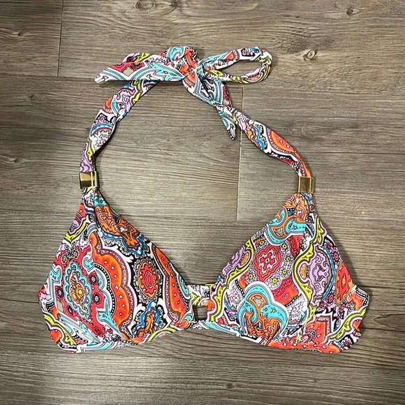 Victoria’s Secret Paisley Bikini Push-up Top Size Medium - Picture 1 of 6